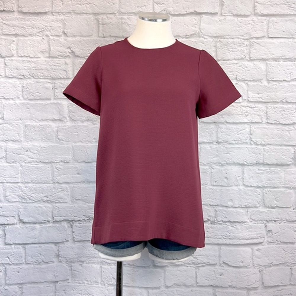 Madewell Red Textured Top XS Casual Minimalist Everyday Tee